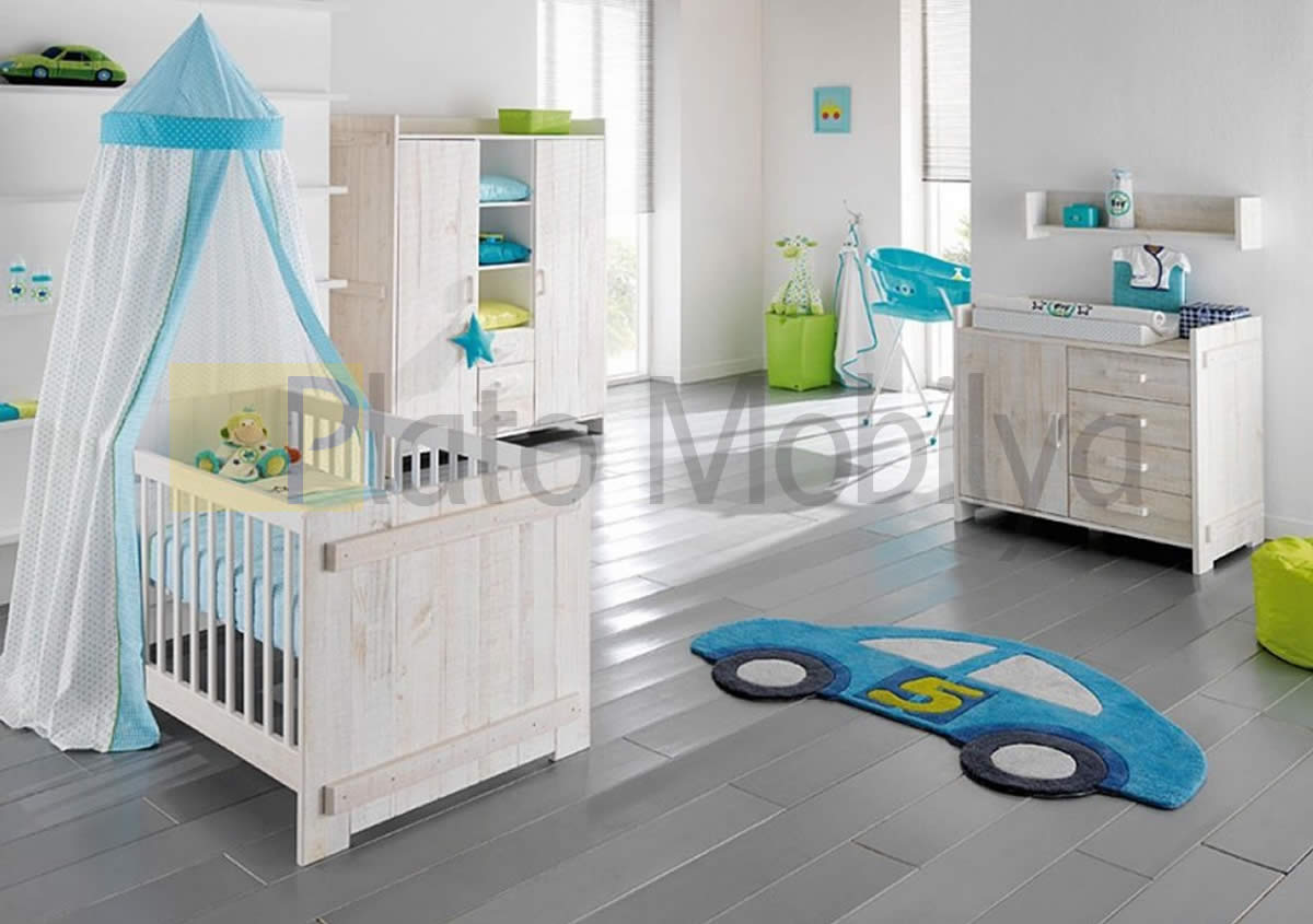 Ahşap Eskitme Bebek Odası Takımı BOT028 Plato Mobilya
